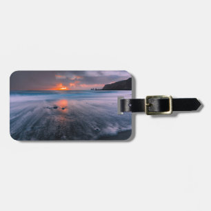 Black Sand Beach Iceland Island Sunset Luggage Tag