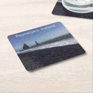 Black Sand Beach, Iceland Square Paper Coaster
