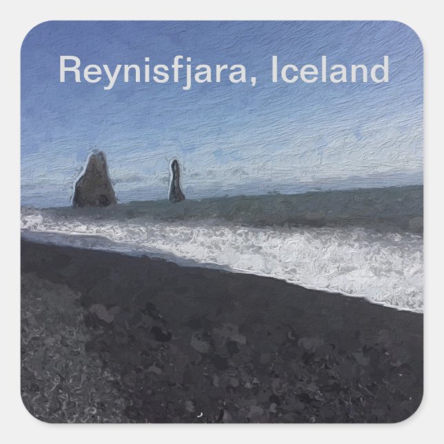 Black Sand Beach, Iceland Square Sticker (Front)