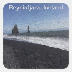 Black Sand Beach, Iceland Square Sticker