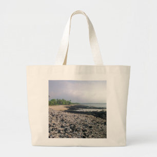 Black Sand Beach in Hawaii Large Tote Bag