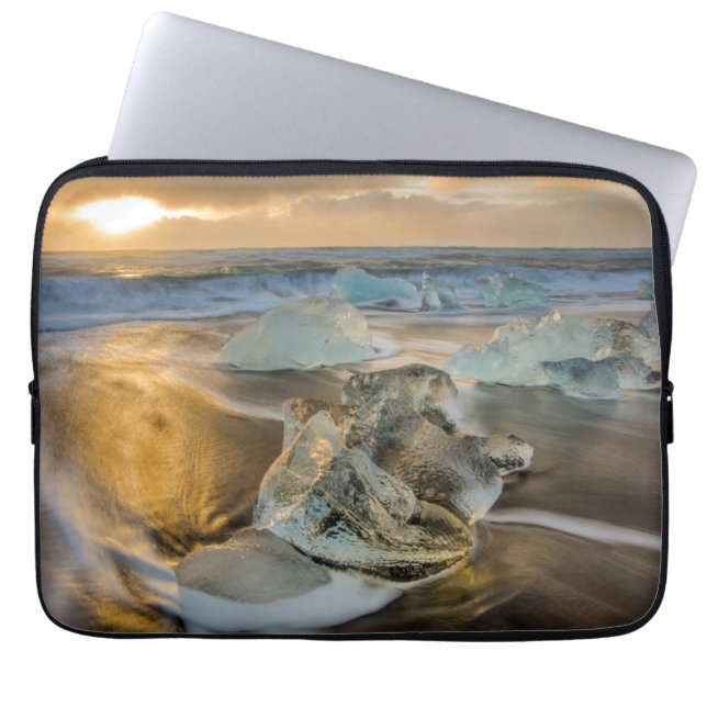 Black Sand Beach | Jokulsarlon South Iceland Laptop Sleeve (Front)