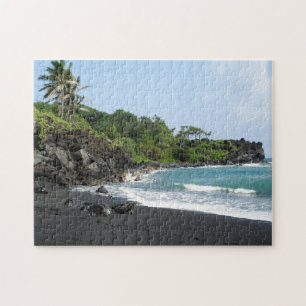 Black sand beach on Hawaii jigsaw puzzle