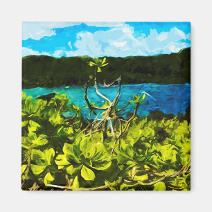 Black Sand Beach On the Road to Hana Maui Abstract Magnet