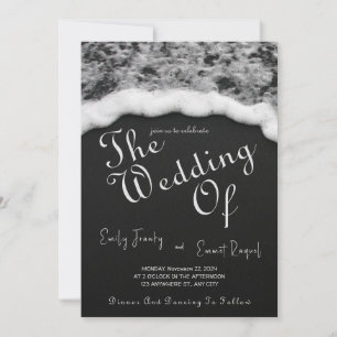 Black Sand Beach Wedding Invitations