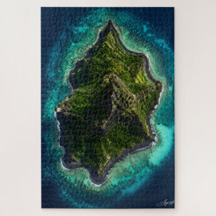 Black Sand Volcanic Island Satellite View Jigsaw Puzzle