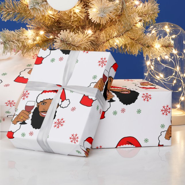 Black Santa ,African AMerican Santa,Black Man, Wrapping Paper (Holidays)