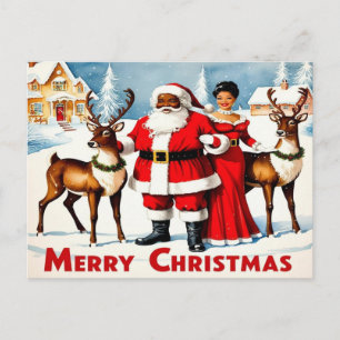 Black Santa and Mrs. Claus Christmas Postcard