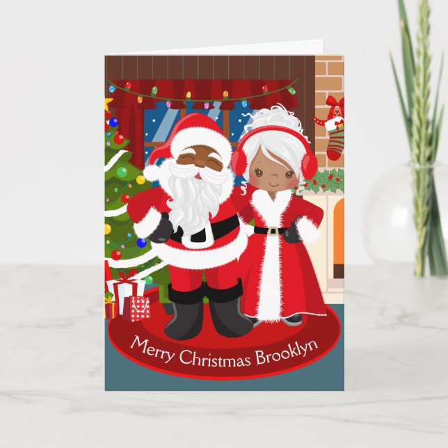 Black Santa and Mrs. Claus Holiday Card (Front)