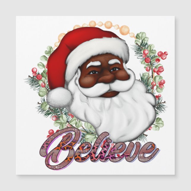 Black Santa Believe Melanin Man Christmas Cheer (Front)