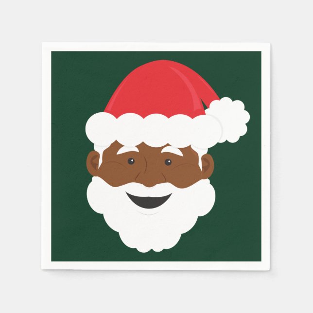 Black Santa Brown Skin Christmas Napkin (Front)