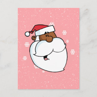 Black Santa Cartoon (Pink) Holiday Postcard