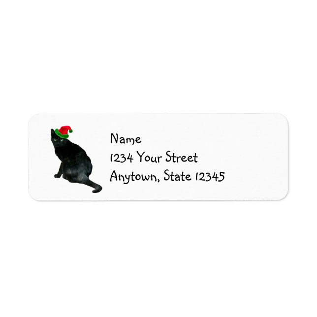 Black Santa Cat Return Address Labels (Front)