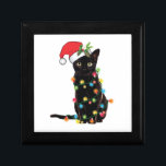 Black Santa Cat Tangled Up In Lights Christmas Gift Box<br><div class="desc">Black Santa Cat Tangled Up In Lights Christmas</div>