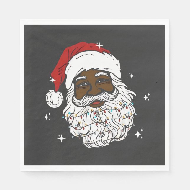 Black Santa Christmas Black History Xmas  Napkin (Front)