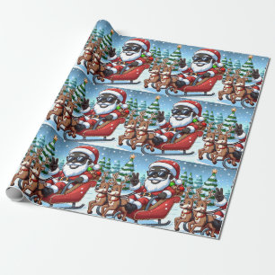 Black Santa Christmas Decorations - Wrapping Paper