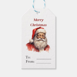 Black Santa Christmas Gift Tag