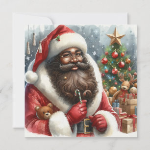 Black Santa christmas Holiday Card