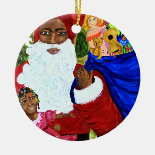Black Santa Christmas Ornaments - Xmas Decor Gifts (Front)