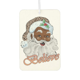 Black Santa Claus Believe In Jesus Christmas Car Air Freshener