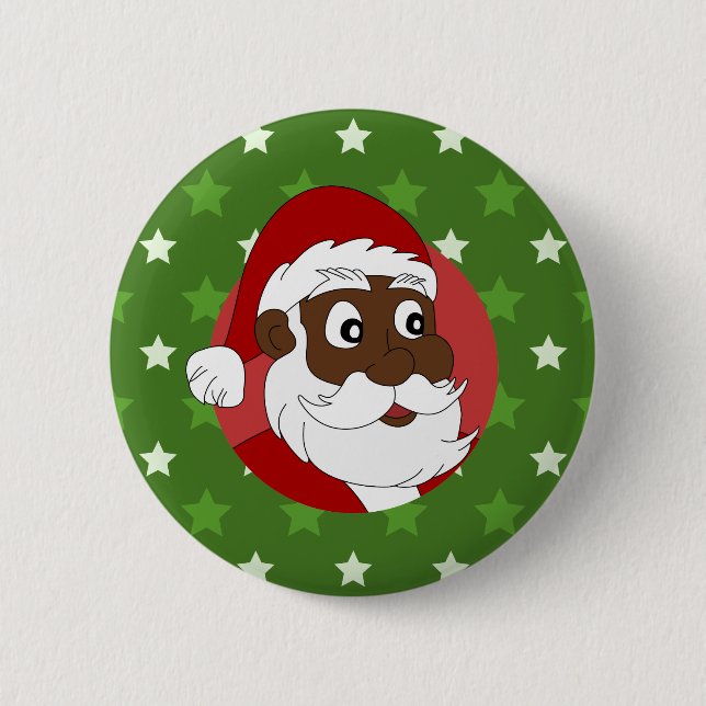 Black Santa Claus Cartoon 6 Cm Round Badge (Front)