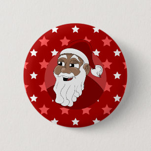 Black Santa Claus Cartoon 6 Cm Round Badge