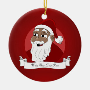 Black Santa Claus Cartoon Ceramic Tree Decoration