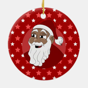 Black Santa Claus Cartoon Ceramic Tree Decoration