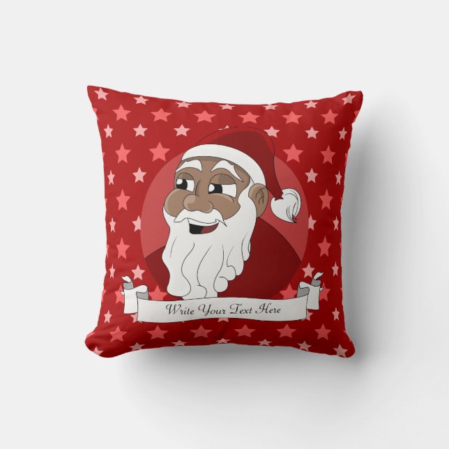 Black Santa Claus Cartoon Cushion (Front)