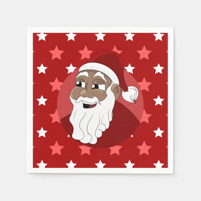 Black Santa Claus Cartoon Napkin (Front)