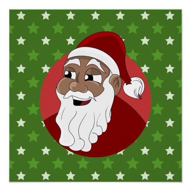 Black Santa Claus Cartoon Poster (Front)