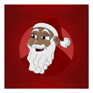 Black Santa Claus Cartoon Poster