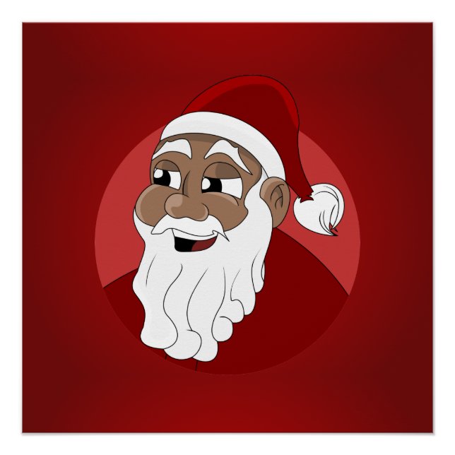 Black Santa Claus Cartoon Poster (Front)