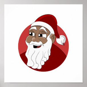 Black Santa Claus Cartoon Poster