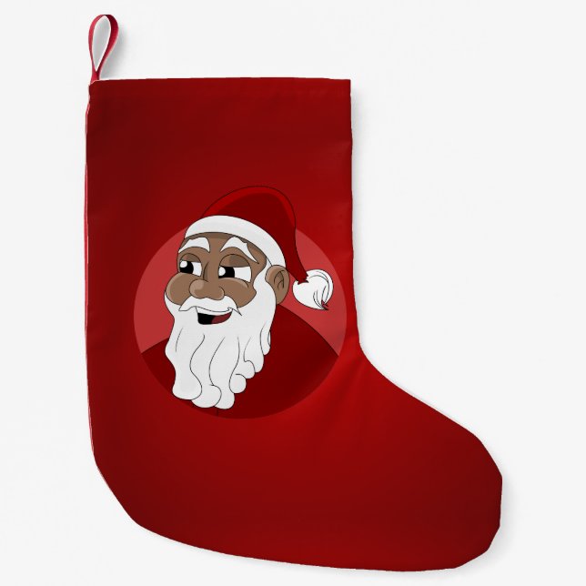 Black Santa Claus Cartoon Small Christmas Stocking (Front)