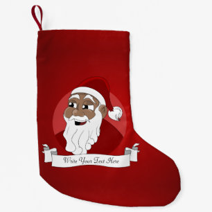 Black Santa Claus Cartoon Small Christmas Stocking
