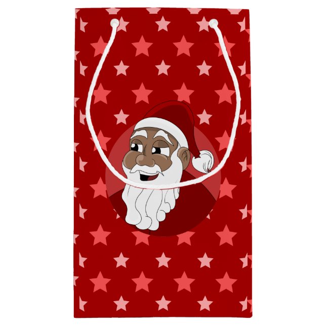Black Santa Claus Cartoon Small Gift Bag (Back)