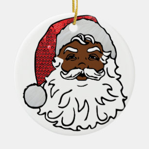 black santa claus ceramic tree decoration