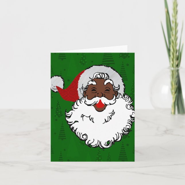 black santa claus christmas card (Front)