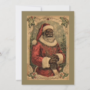 Black Santa Claus Christmas Christmas Tree Holiday Card