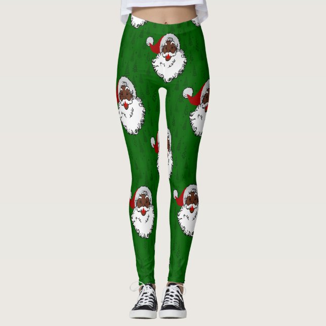black santa claus christmas leggings (Front)