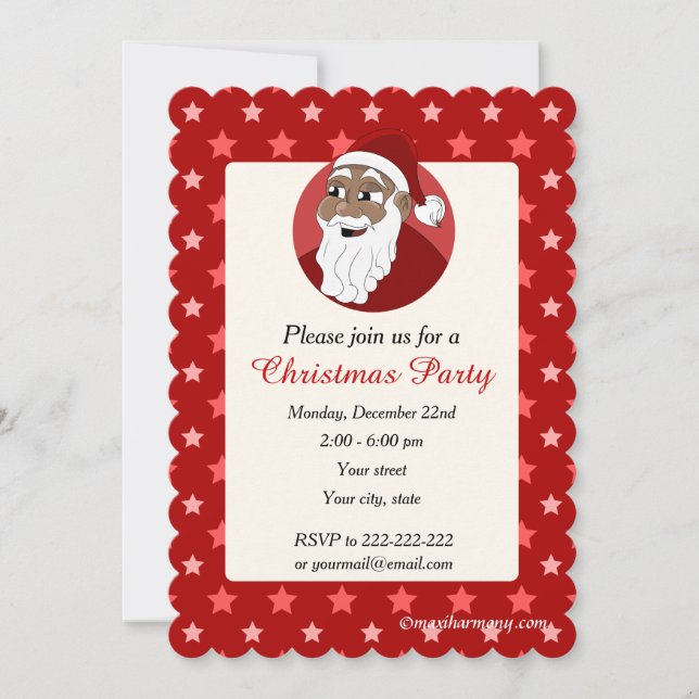 Black Santa Claus Christmas Party invitation (Front)