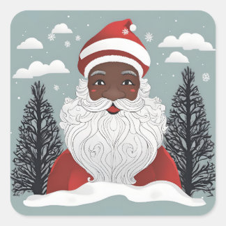 Black Santa Claus Christmas  Square Sticker