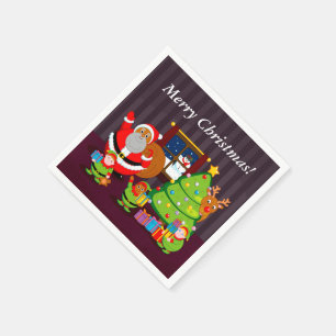 Black Santa Claus delivering Christmas gifts, Napkin