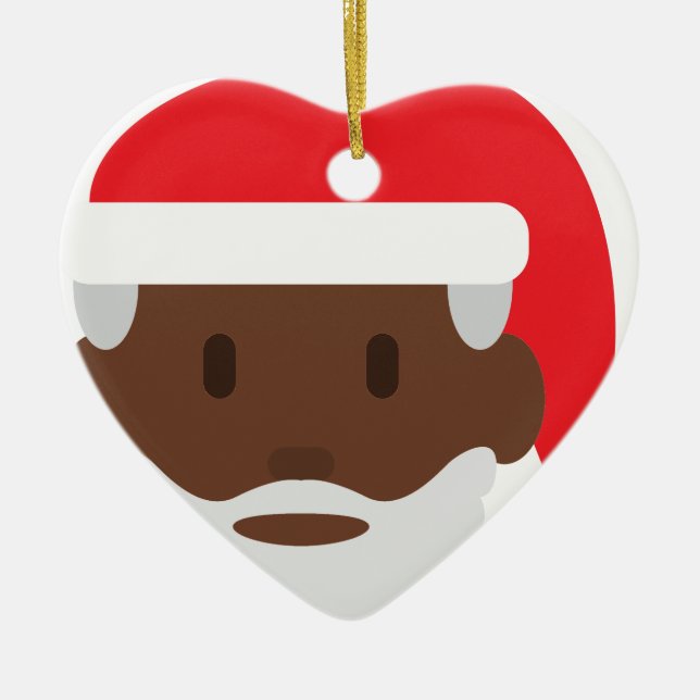 black santa claus emoji ceramic tree decoration (Front)