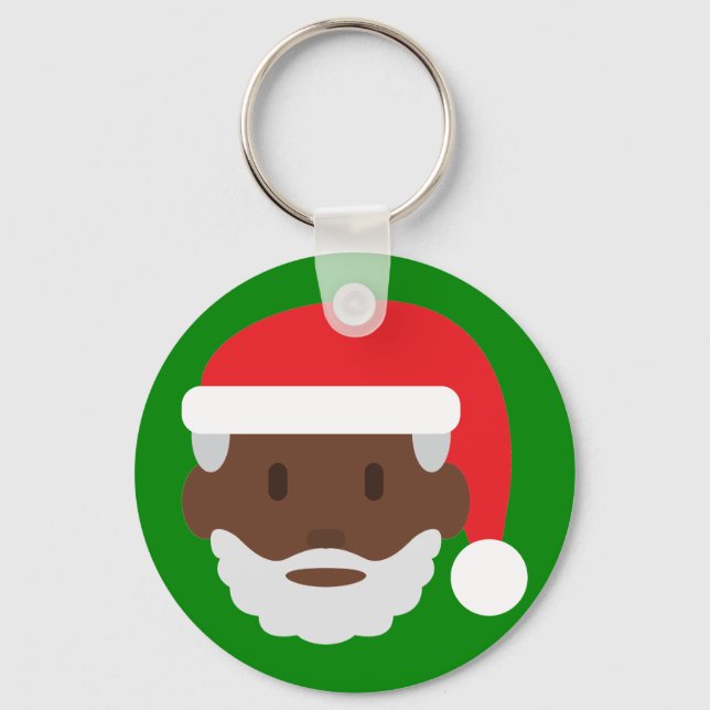 black santa claus emoji key ring (Front)