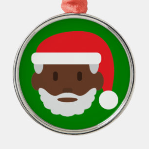 black santa claus emoji metal tree decoration