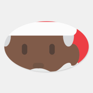 black santa claus emoji oval sticker