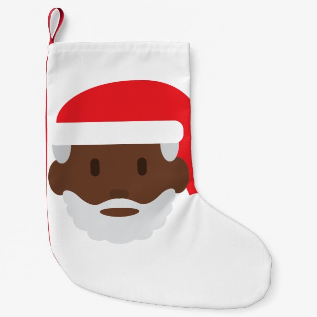 black santa claus emoji xmas christmas stocking (Front)