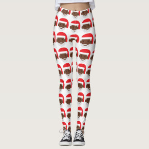 black santa claus emoji xmas leggings
